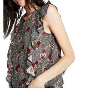 Lucky Brand Floral Ruffle Sleeveless Top